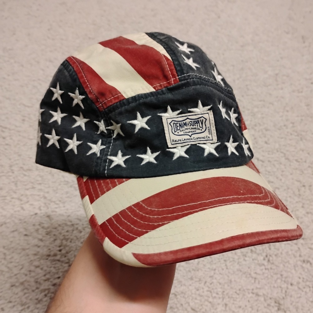 Ralph Lauren Polo Hat Cap Strap Back Denim & Supply Panel Adjustable Usa Star